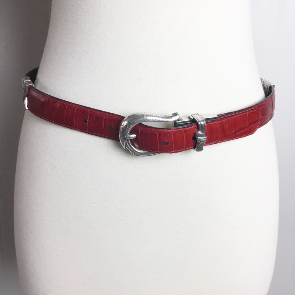 Vintage Brighton Red & Black With Silver Belt Leather Reversible Size M 30